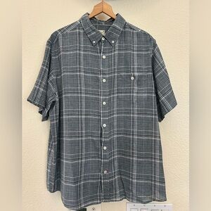 Weatherproof Vintage Washable Linen Plaid Button Down Shirts Mens size XL Blue